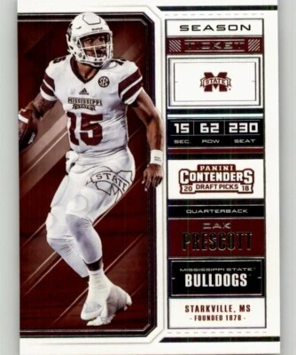 2018 Panini Contenders Draft Picks Dak Prescott #24 Mississippi State Bulldogs - Image 1 of 2