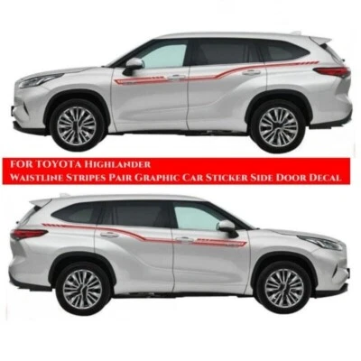 PARA Toyota Highlander Cintura Rayas Par Gráfico Coche Pegatina Puerta Lateral Calcomanía Foto 1 de 4