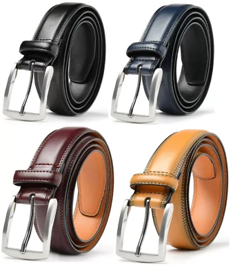 Cinturón de Vestir para Hombre Correa de Cuero Genuino Ajustable Elegante Casual Foto 1 de 2