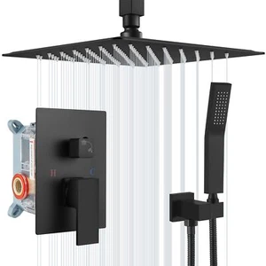 Ceiling Mount Shower System, 12 Inch Rain Shower Head with Handheld Spray Hig... - Picture 1 of 9