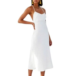 By Johnny was mia crossback Bias Sz 8 white floral pleated textured cocktail - Bild 1 von 7
