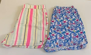 NWT Vineyard Vines Girls Multicolor Stripe Lined & Flamingo Shorts Sz L Set Of 2 - Picture 1 of 9