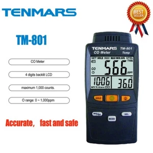 Medidor de CO TENMARS TM-801 rango de CO: 0 ~ 1.000 ppm monóxido de carbono (CO). # - Imagen 1 de 5