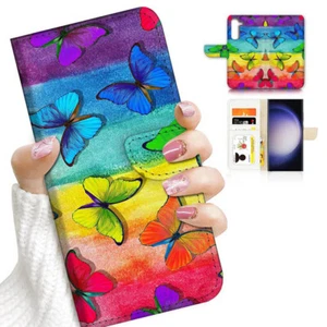( For Samsung A25 5G ) Wallet Flip Case Cover AJ24473 Rainbow Butterfly - Picture 1 of 7
