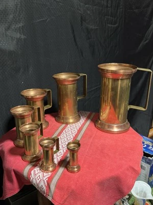 Ensemble de Mesures en Laiton Anciennes (7 pièces) “Nocera” (Made in Belgium) - Photo 1/4