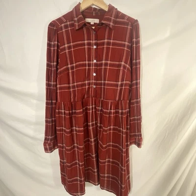 LOFT Dress Women’s Large Red Plaid Peasant Fall Holiday Preppy Boho Capsule E5 - Image 1 of 4