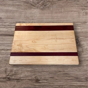 Handcrafted Cutting Board 9x12 Maple Purple Heart Utility Kitchen Essential - Picture 1 of 4