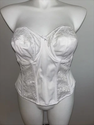 Corsé nupcial vintage Goddess GD6662 blanco encaje Longline Bustier 40DD Foto 1 de 4