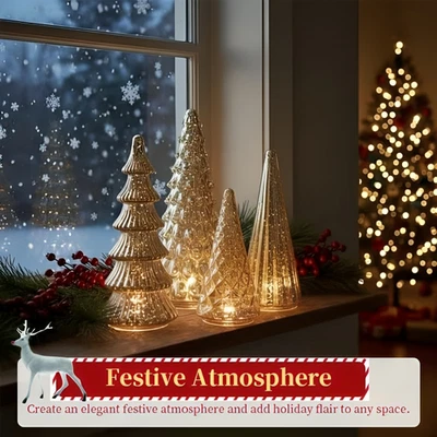 Набор из 5 3D-печатных светящихся деревьев с обновленными светодиодами | настольный рождественский декор - Изображение 1 из 4