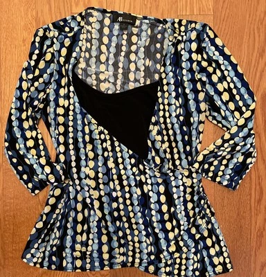 AB Studio Women's 3/4 Sleeve Blouse – Size S Made In USA - Image 1 of 4