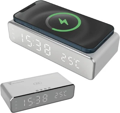 TECHMADE – Sveglia Digitale con Ricarica Wireless, Allarme con Timer, Display  - Immagine 1 di 4