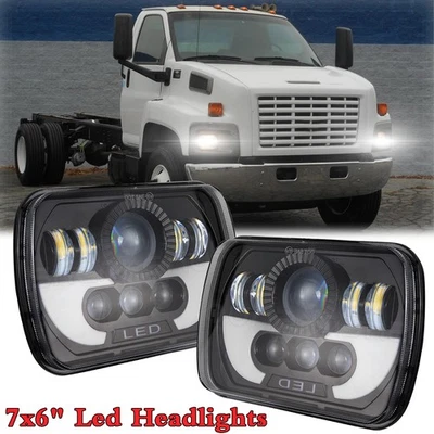 Pair 95W 7x6" Led Headlights Headlamp for Chevy C6500 C7500 Kodiak Sealed Hi/Low - Image 1 of 4