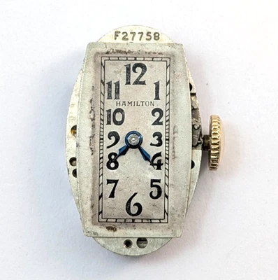 1930s Hamilton 995 F27758 17j Art Deco Vintage 13mm Relógio Movimento PEÇAS DE REPARO - Imagem 1 de 4