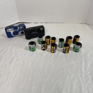 Lot of 11 Rolls & 2 Cameras of Exposed & Undeveloped Film Rolls Kodak Fujifilm - Picture 1 of 4