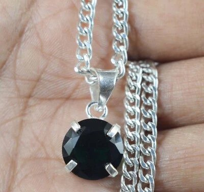 Colgante Gemas Redondas Certificado Granate Tsavorita Verde Natural 6,45 Ct 11 x 11 mm Foto 1 de 4