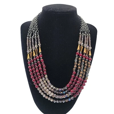 Encantador Charlie 5 Hilos Cuentas de Vidrio Rosa y Malva 8" Collar Gota Foto 1 de 3