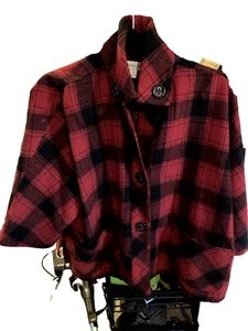Chaqueta/cabaña a cuadros roja/negra Coldwater Creek talla PM, forma de trapecio bonita - Imagen 1 de 6