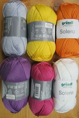 Gründl Solero 100 % Baumwolle 50 g Knäul Topp Wolle Topflappen  Basteln Häkeln - Bild 1 von 4