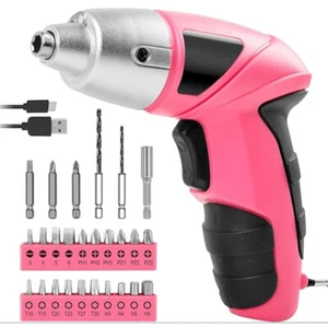 27PCS Small Mini Electric Rechargeable Cordless Screwdriver Drill Set with Bits - Picture 1 of 17