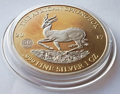 1 UNZE 999 SILBER - AFRIKA SPRINGBOCK 2017 - SILBERMÜNZE - SILBERBARREN - Bild 1 von 4