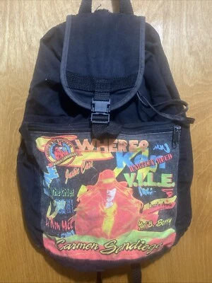 Винтажный рюкзак 90-х Carmen Sandiego черный ретро мультфильм ТВ-шоу где в мире? - Изображение 1 из 4