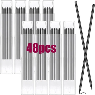 QNGENET 48 Pcs Tracer Pencil Refill 2.8mm Solid Carpenter Pencil Deep Hole Marker Refill