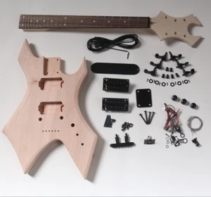 Unfinished Modern Electric Guitar DIY Black Hardware Kit Free Shipping - Picture 1 of 5