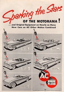 1954 bujías de aire acondicionado anuncio impreso original con Corvette Cadillac Pontiac convertible - Imagen 1 de 1