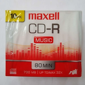 MAXELL 10 Pack CD-R Music 80 Minutes 700 MB 32X Compact Disc DIGITAL - Picture 1 of 2