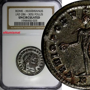Imperio Romano Maximiano 286 - 305 dC Follis Plateado NGC SIN CIRCULAR 28 mm (025) - Imagen 1 de 4