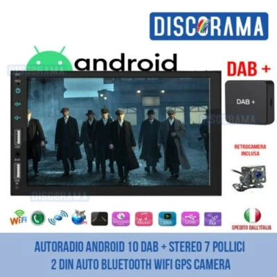 AUTORADIO ANDROID  DAB + STEREO 7 POLLICI 2 DIN AUTO BLUETOOTH WIFI GPS CAMERA - Immagine 1 di 4