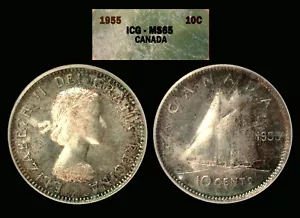 1955 Beautifully toned Canadian Dime Graded MS65 by ICG. Nice Color. - Picture 1 of 1