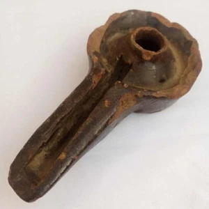 Antique Oil Lamp Made of Glazed Pottery in Oil Color TERRACOTTA RARE ANCIENT - Picture 1 of 21
