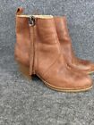 Acne Womens Brown Leather Side Zip Booties Sz 6.5