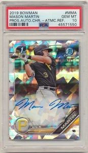 PSA 10! Tarjeta automática de novato Mason Martin 2019 Bowman cromo refractor atómico/100 - Imagen 1 de 2