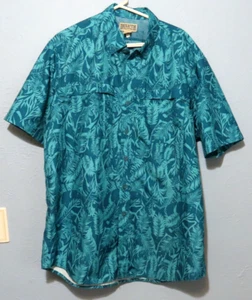 Duluth Trading Men's XL Tall Green Leaf Design Vented Fishing Short Sleeve Shirt - Picture 1 of 10