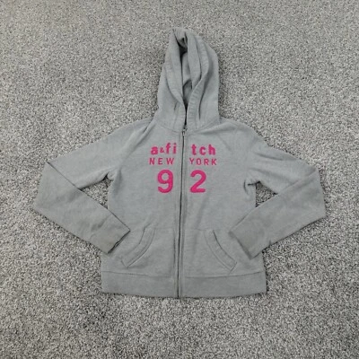 Abercrombie Kids Sweater Girls Small Gray Pink Casual Outdoor Hoodie Sweatshirt - Image 1 of 4