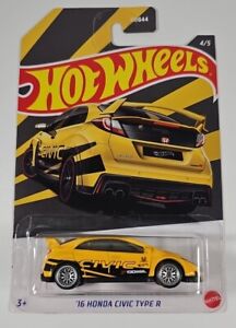 Hot Wheels Honda Series - Yellow '16 Honda Civic Type R With Real Rider Wheel