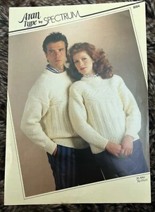 Spectrum Vintage Knitting Pattern Aran Type Sweaters 8004 - Picture 1 of 3