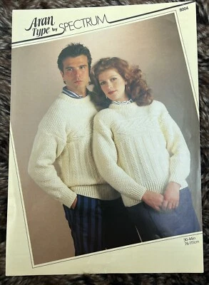 Spectrum Vintage  Knitting Pattern Aran Type Sweaters 8004 - Image 1 of 3