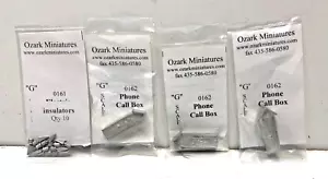 4 PACKS OZARK MINIATURES #0162/0161 "G" SCALE PHONE CALL BOXES & INSULATORS, NEW - Picture 1 of 3
