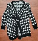 Janice Houndstooth Knitted Droop Cardigan Fall Sweater One Size Fits Most