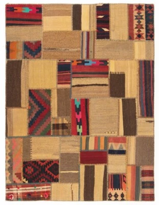 Kelim Patchwork Handgewebter 209x157 cm-Perserteppich,Rug,Orient,kilim,Carpet - Bild 1 von 4