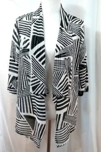 PER SEPTION leichte schwarz-weiße Strickjacke vorne offen Nylonmischung Webart Gr. M - Bild 1 von 6