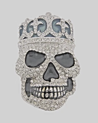 Новый мужчин череп ремня пряжка Серебряная корона металлический Хэллоуин пират костюм блестящий - Изображение 1 из 4