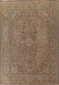 Vintage Muted Distressed Wool Mashaad Traditional Living Room Area Rug 10x13 - Picture 1 of 23
