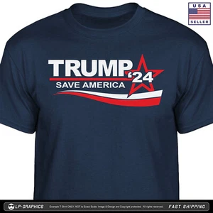 TRUMP 2024 - Save America T-Shirt patriotic campaign maga usa flag men tee S-2XL - Picture 1 of 6