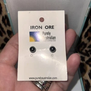 Vintage - On Card - Hematite Earrings Studs 6mm Ball Purely Australian - Picture 1 of 3