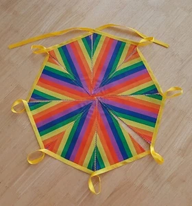 Handmade Bunting Flag Polycotton Fabric Lgbt / Rainbow Print - Picture 1 of 8
