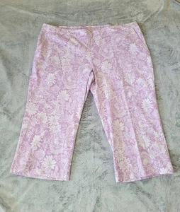 Isaac Mizrahi Live Damengröße 30WP Blumendruck lila Hose Pull-On Cropped - Bild 1 von 9